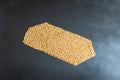 wheat grain gold bar shape concept overhead view