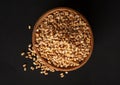 Wheat Grains, Barley Pile, Dry Cereal Seeds, Wheat Grains Heap on Black