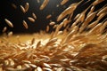 Wheat grains soaring through the air, a representation of agricultural products