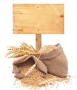 Wheat grains with wooden price tag