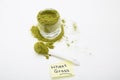 Wheat grass green powder is a healthy supplement to add vitamins and minerals to your diet.