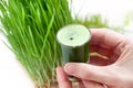 Wheat grass juice Royalty Free Stock Photo