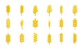 Wheat icon set, flat style Royalty Free Stock Photo