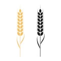 Wheat icon. Silhouette wheats isolated on white background. Malt beer. Wheat ear. Barley or corn for flour print design. Millets Royalty Free Stock Photo