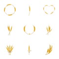 Wheat icons set, cartoon style