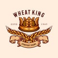Wheat King Crown badge illustrations Royalty Free Stock Photo