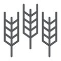 Wheat line icon, grain and gluten, bread sign, vector graphics, a linear pattern on a white background.