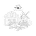 Wheat Natural Product Logo Hand Drawn Realistic Sketch Royalty Free Stock Photo