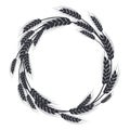 Wheat, oat, rye or barley circle silhouette. Cereal plant border, agricultural frame with black spikelets. Banner for Royalty Free Stock Photo
