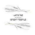 Wheat one line silhouette. Simple continuous outline branch, cereal symbol of Ukraine. Vector isolated illustration