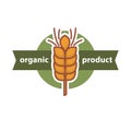 Wheat organic product logo design in center of round button