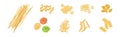 Wheat Pasta of Different Shape and Type Vector Set Royalty Free Stock Photo