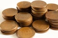 Wheat Pennies in Stacks Royalty Free Stock Photo