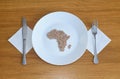 Wheat on a plate laid out in the shape of a map of Africa