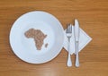 Wheat on a plate laid out in the shape of a map of Africa