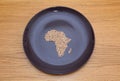 Wheat on a plate laid out in the shape of a map of Africa