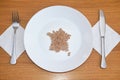 Wheat on a plate laid out in the shape of a map of France