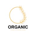 Wheat Rice Logo, Agricultural Organic Plants Vector, Luxury Design Golden Bakery Ingredients