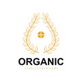 Wheat Rice Logo, Agricultural Organic Plants Vector, Luxury Design Golden Bakery Ingredients