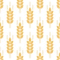 Wheat seamless pattern. Bakery background. Bread grain texture. Spike wheat. Stalk oat, barley, corn, rye, malt, bran, millet, mai Royalty Free Stock Photo
