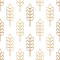 Wheat seamless pattern. Bakery background. Bread grain texture. Spike wheat. Stalk oat, barley, corn, rye, malt, bran, millet, mai Royalty Free Stock Photo