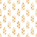 Wheat seamless pattern. Design wheat bread for prints. Repeated ear background. Repeating oat field. Texture malt. Beer grain