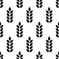Wheat seamless pattern. Repeating black grain wheats on white background. Repeated flour patterns. Spike corn. Texture bakery Royalty Free Stock Photo