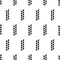 Wheat seamless pattern. Repeating black grain wheats on white background. Repeated flour patterns. Spike corn. Texture bakery Royalty Free Stock Photo