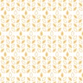 Wheat seamless pattern. Repeating grain wheats on white background. Repeated flour patterns. Spike corn. Bakery texture. Repeat