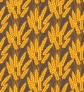 Wheat seamless pattern. Spikelets repeating texture, endless background. Vector illustration Royalty Free Stock Photo