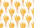 Wheat seamless pattern. Spikelets repeating texture, endless background. Royalty Free Stock Photo