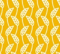 Wheat seamless pattern. Yellow spikelets ornament. Rye texture.