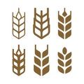 Wheat set of icons, wheat grain symbols, barley icon set Royalty Free Stock Photo