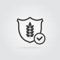 Wheat and shield icon. Crop protection icon. Shield line icon. Vector