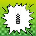 Wheat sign illustration. Spike. Spica. Black Icon on white popart Splash at green background with white spots. Illustration Royalty Free Stock Photo