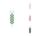 Wheat sign illustration. Spike. Spica. Russian green icon with small jungle green, puce and desert sand ones on white Royalty Free Stock Photo