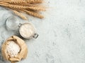 Wheat sourdough starter, top view, copy space Royalty Free Stock Photo