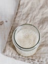 Wheat sourdough starter, top view, copy space Royalty Free Stock Photo