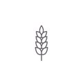 Wheat spike vector icon isolated on white, grain ear icon element for organic food design