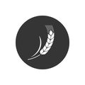 Wheat spike white isolated on gray background. Grain plant silhouette. Spica icon. Ear organic. Vector illustration flat Royalty Free Stock Photo