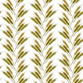 Wheat spikelets in rows, agriculture and harvesting seamless pattern