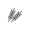 Wheat spikes line icon