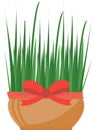 Wheat sprouts for nowruz icon. Herb in a pot. Vector illustration