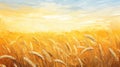 Wheat Vector Painting Background: Detailed Impressionism In Painterly Style Royalty Free Stock Photo