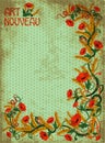 Wheaten poppies vertical banner in art nouveau style