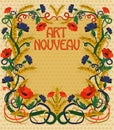 Wheaten wallpaper in art nouveau style, vector