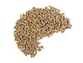 Wheatfeed pellets, pelleted compound feed on white background