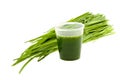 Wheatgrass drink isolated on white background