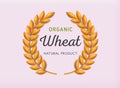 Wheats ears icon and wheat design element. Wheat wreaths and grain spikes icon. 3D Web Vector Illustrations