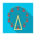 The wheel is in the amusement park. Slow attraction to explore the city.Amusement park single icon in flat style vector
